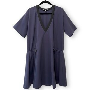 Poppyseed Classic Navy Emily V Neck Adjustable Fit A Line Maternity Midi Dress